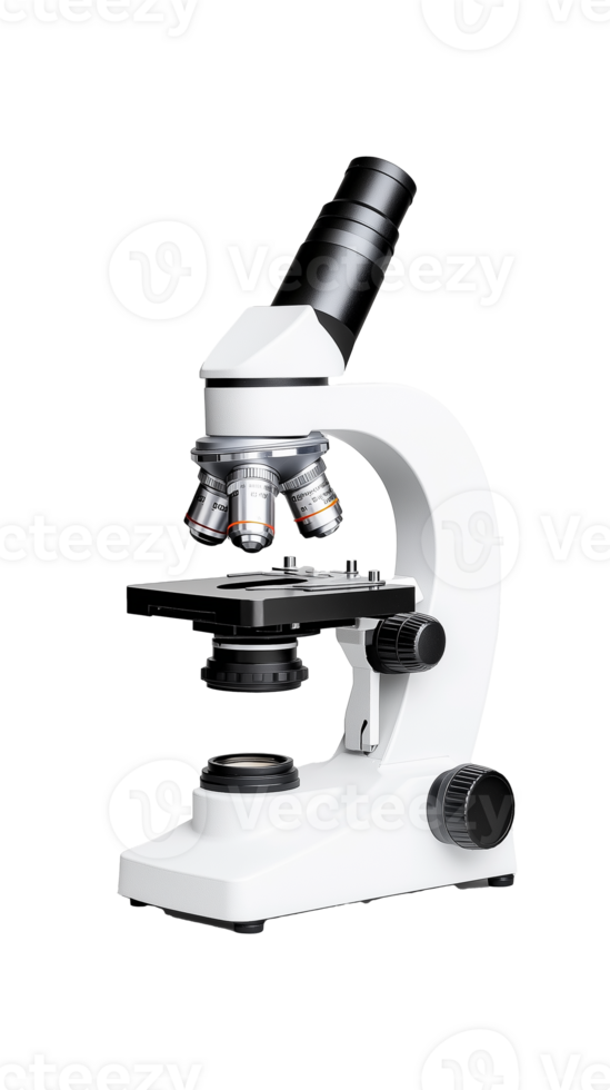Optical microscope for laboratory use isolated on transparent background png