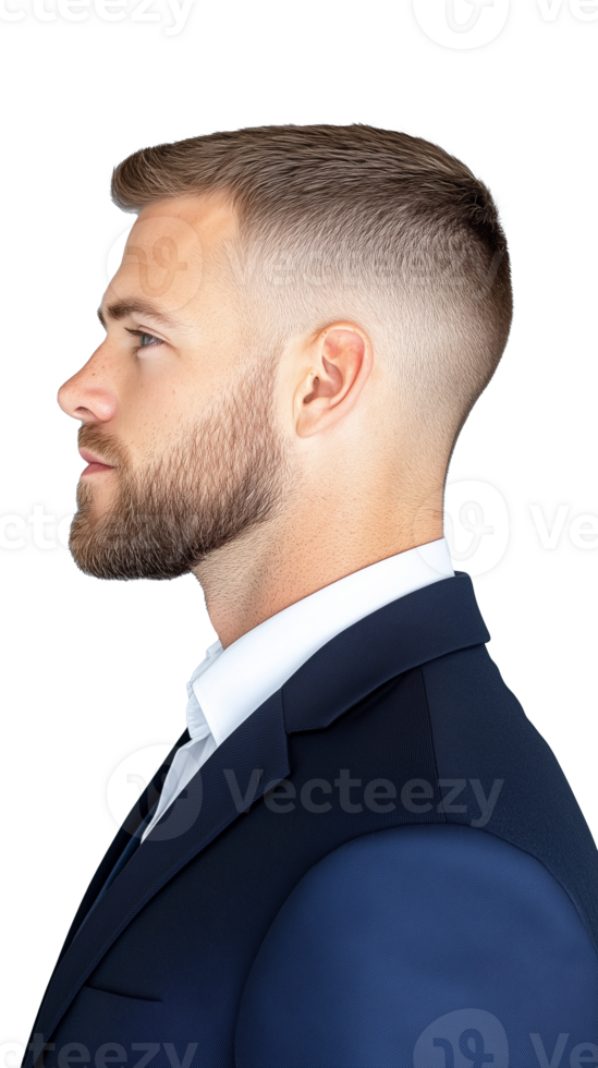 Man in formal suit profile view isolated on transparent background png