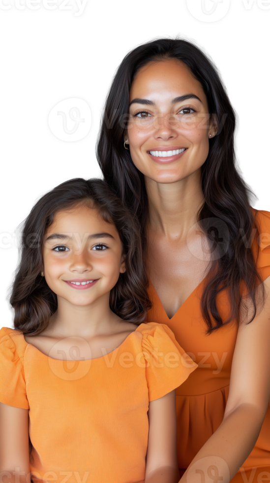 Smiling mother and daughter in casual clothes isolated on transparent background png