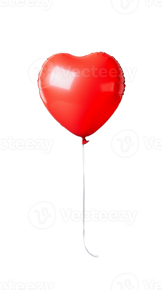 Red balloon in heart shape isolated on transparent background png