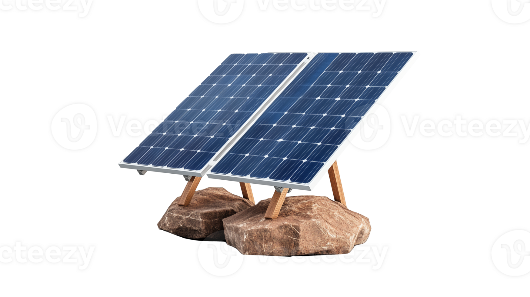 Solar panel on wooden stand isolated on transparent background png