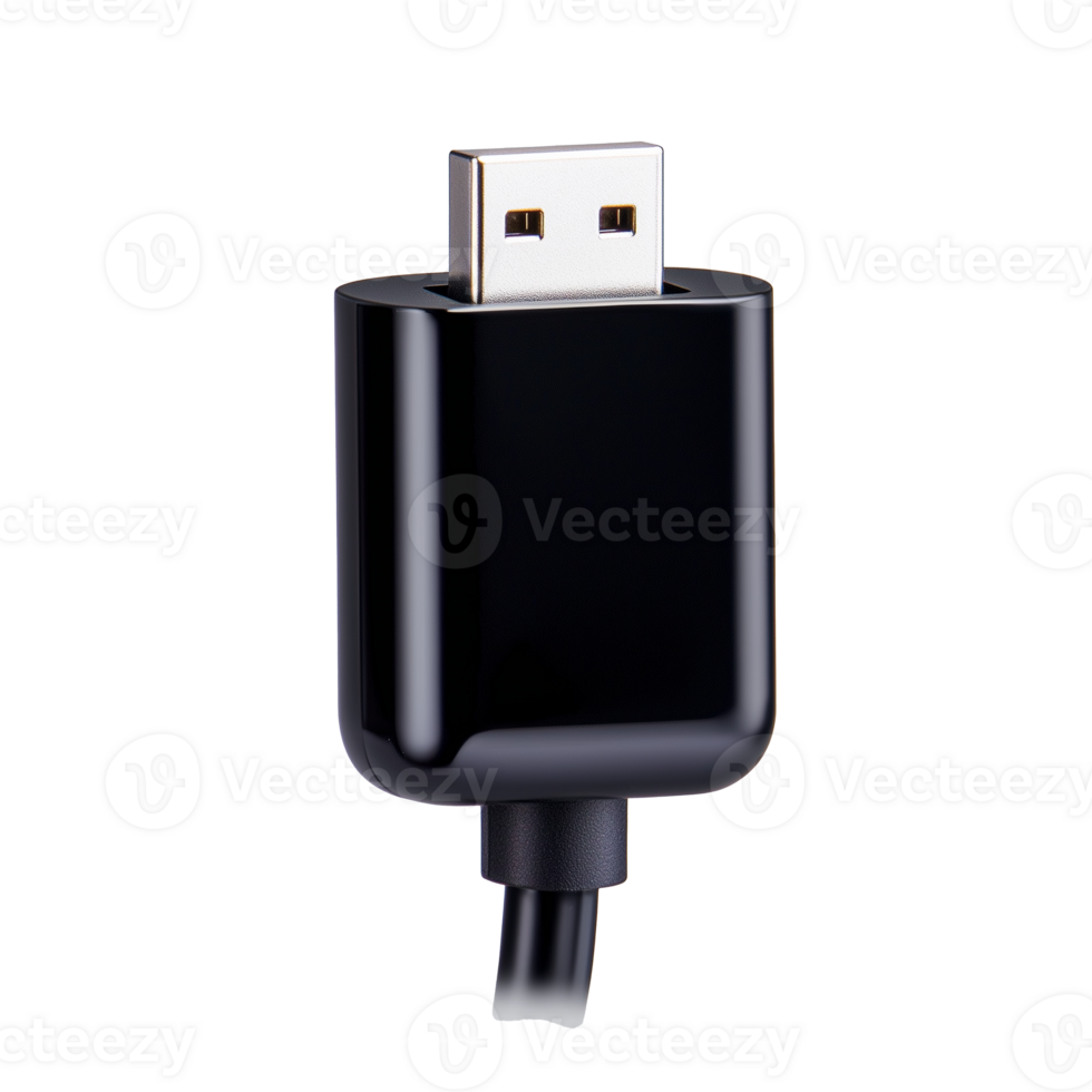 Black USB drive with cap isolated on transparent background png
