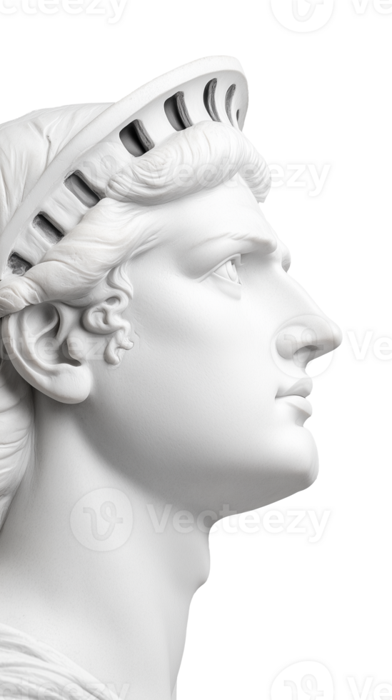Classical bust of Roman emperor isolated on transparent background png