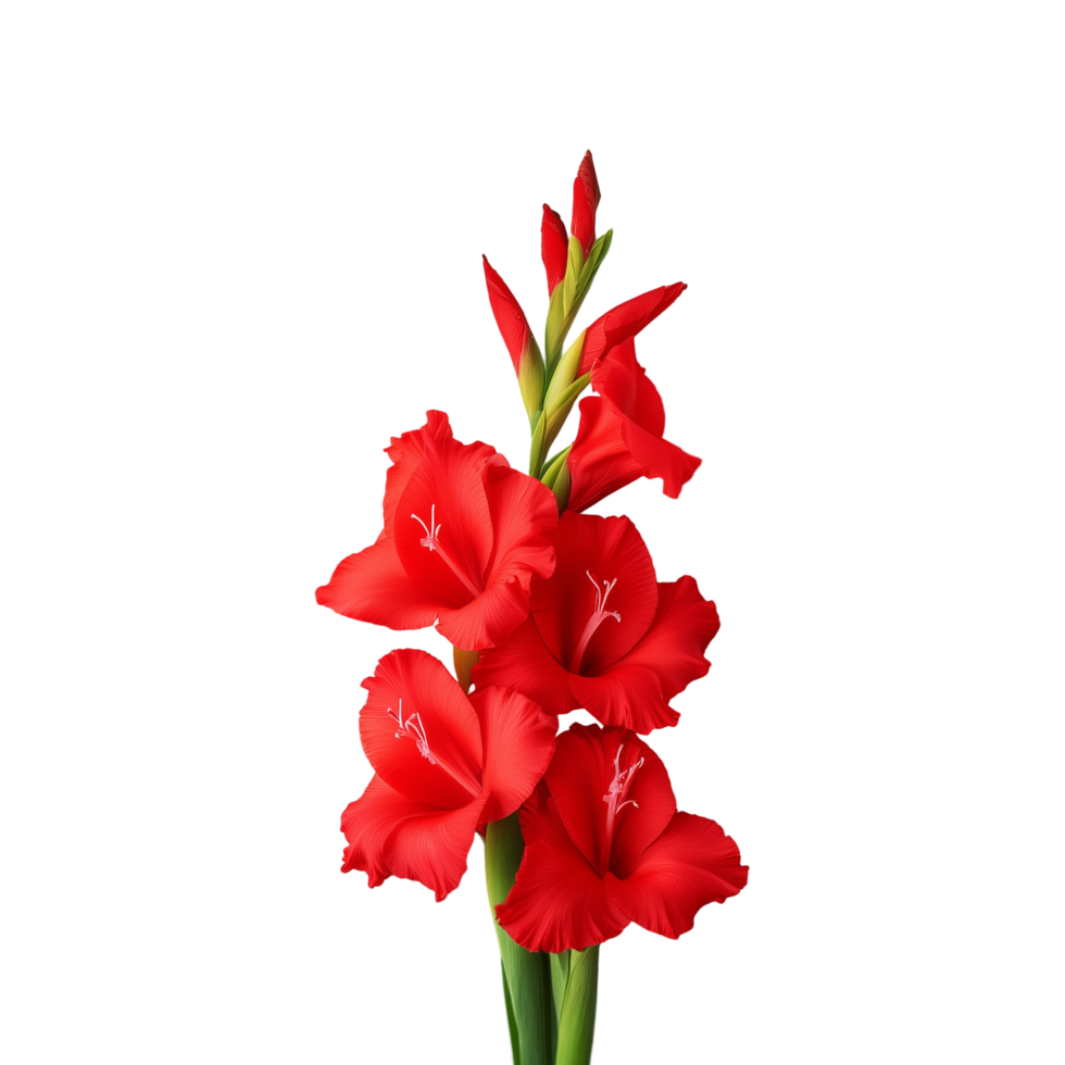 Red gladiolus flower on transparent background png