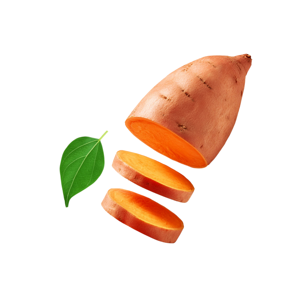 Sliced sweet potato on transparent background png