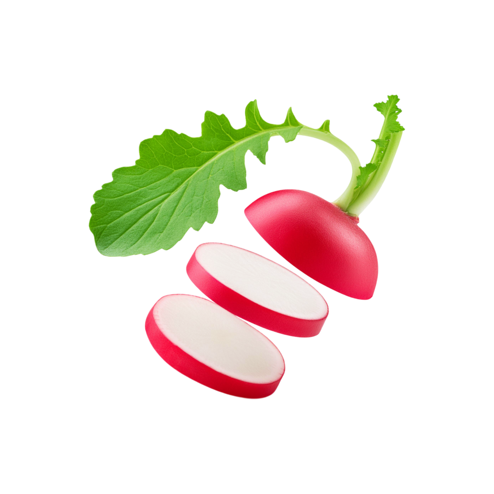 Fresh sliced red radish on transparent background png