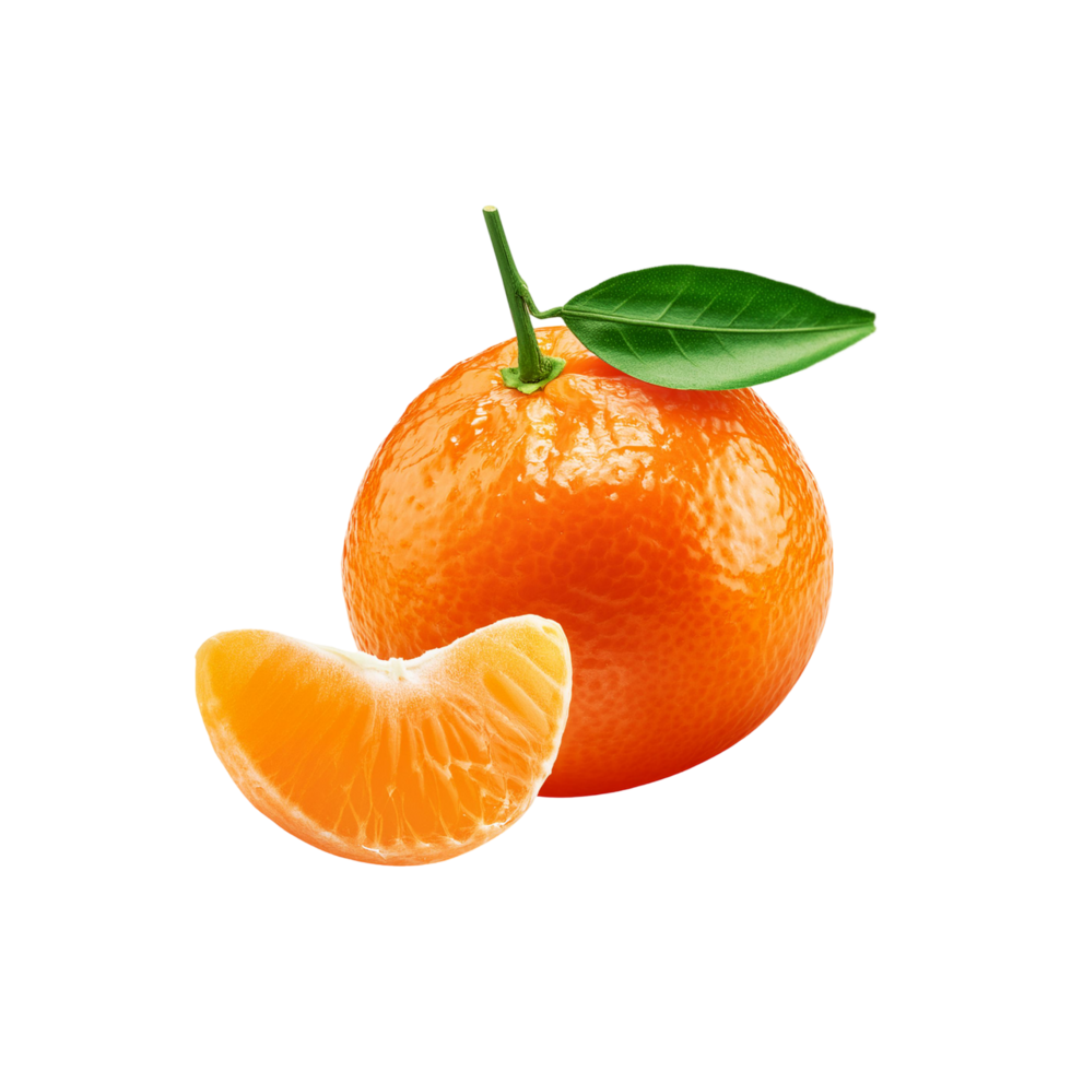 Fresh Mandarin orange with slice on transparent background png