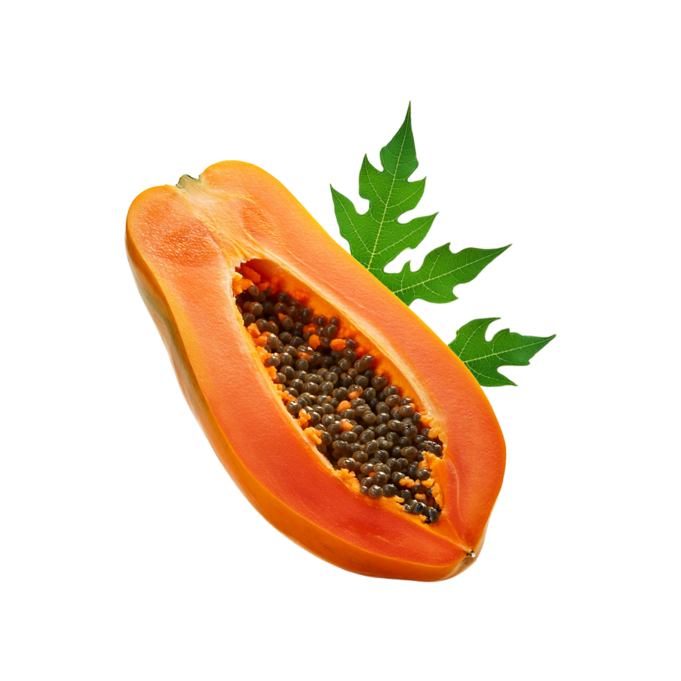 Sliced papaya fruit on transparent background png