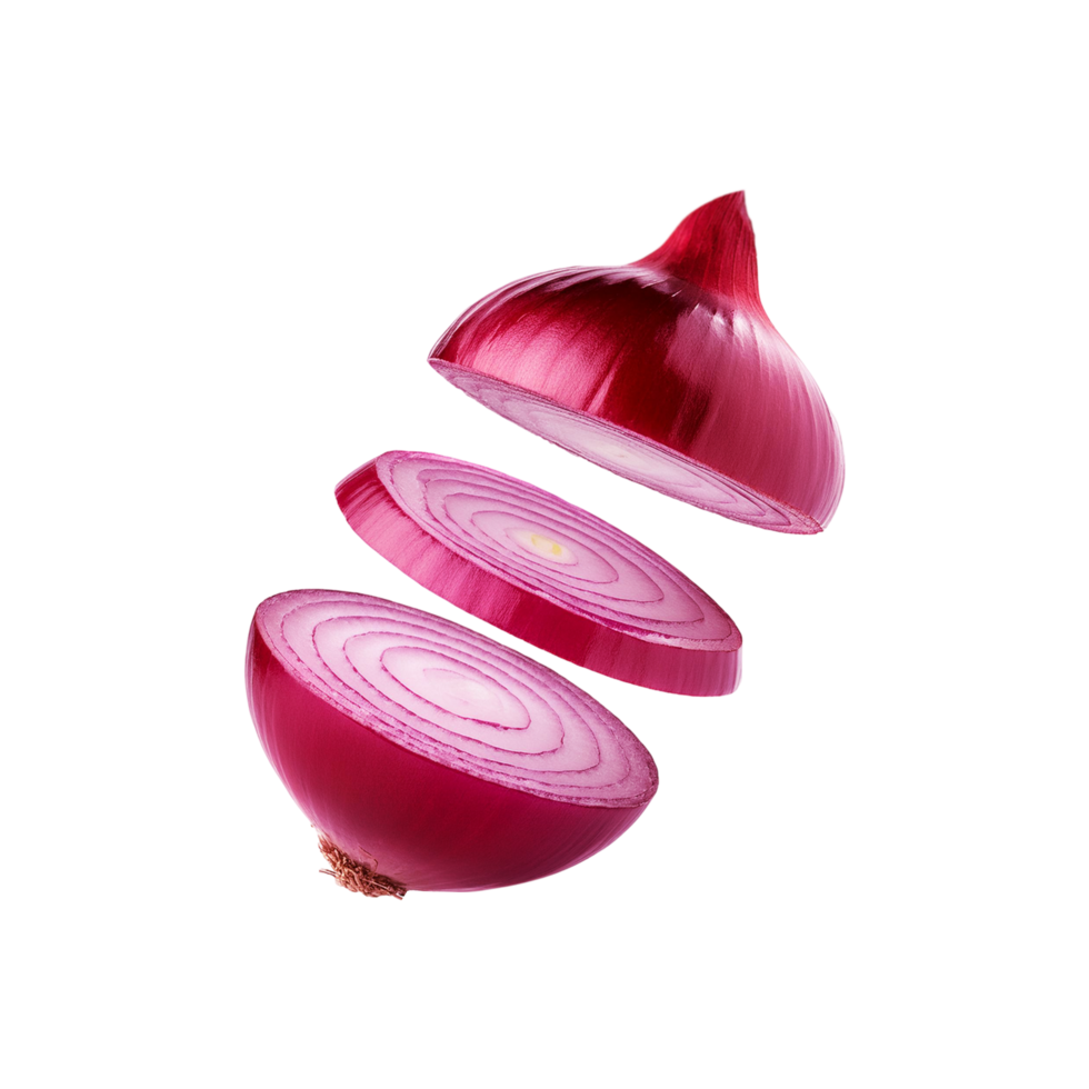 Sliced red onion vegetable on transparent background png