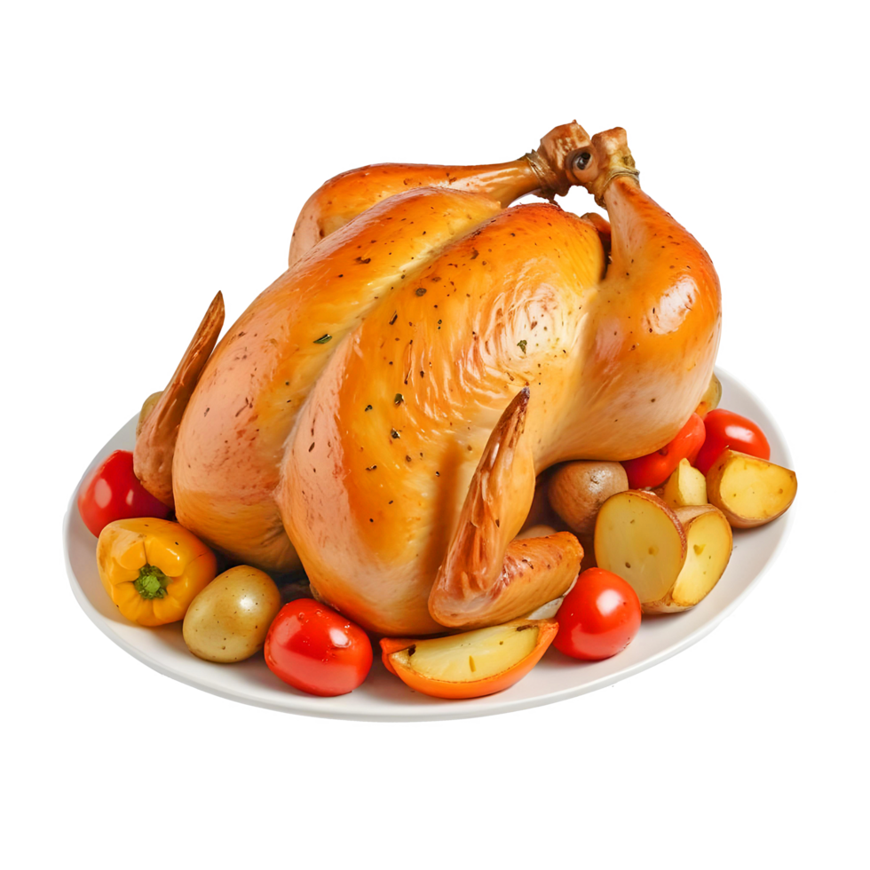 Delicious Roasted Chicken with Veggies png