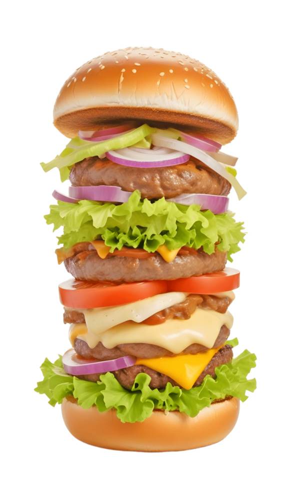 A Towering Multi Layered Beef Burger png