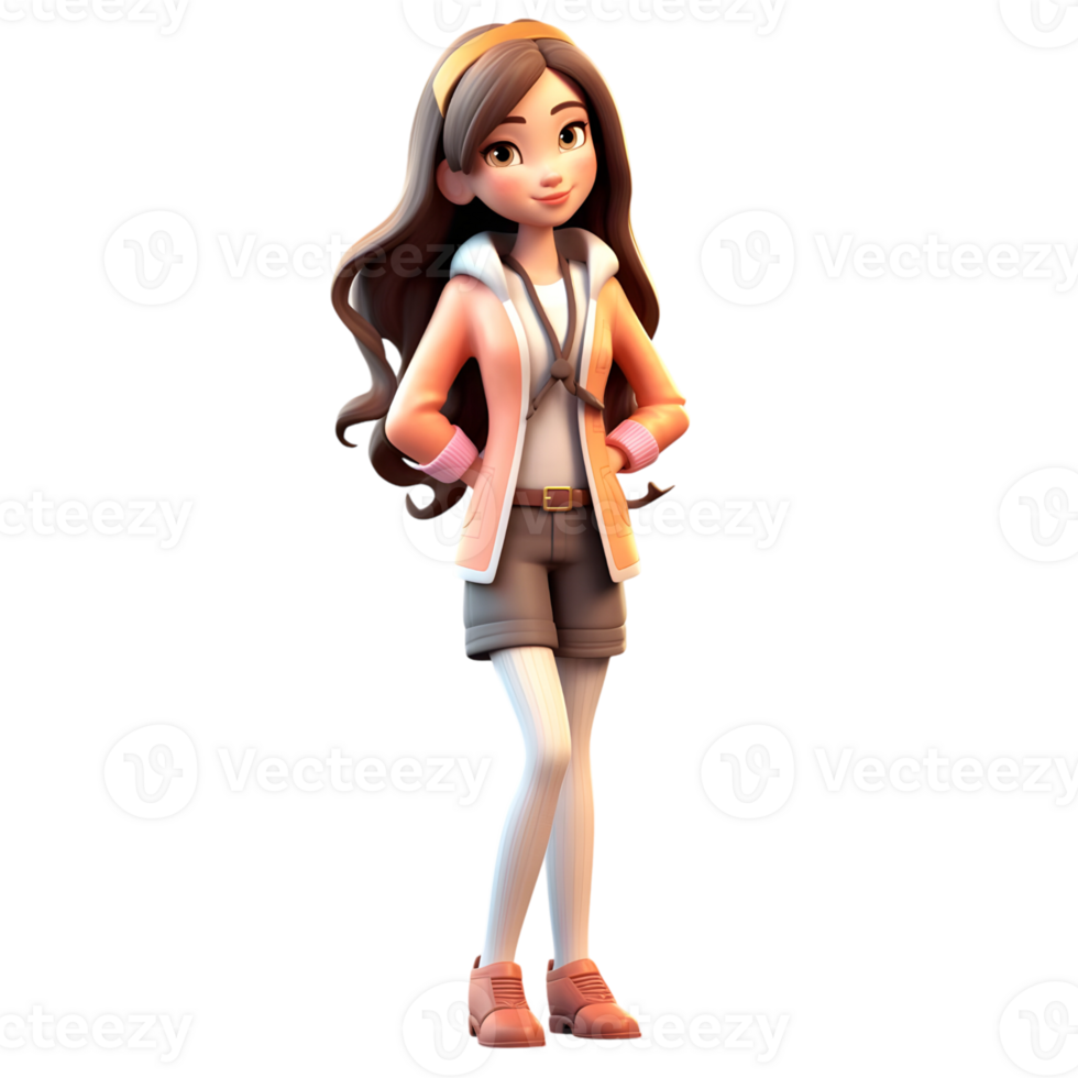 3D Cartoon Fashion Character with Modern Vibes png
