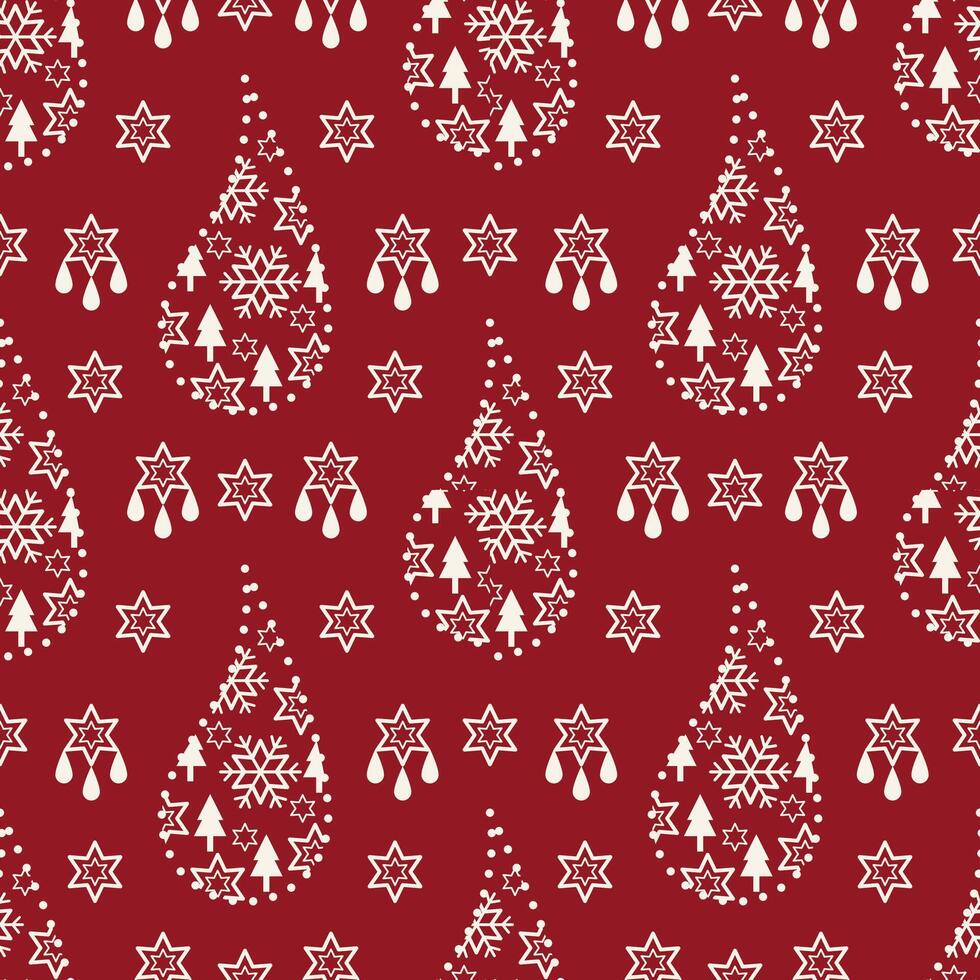 Festive seamless holiday pattern highlighting cozy Christmas decor, including trees, snowflakes, perfect for cards, wallpapers, and cheerful seasonal decoration themes vector
