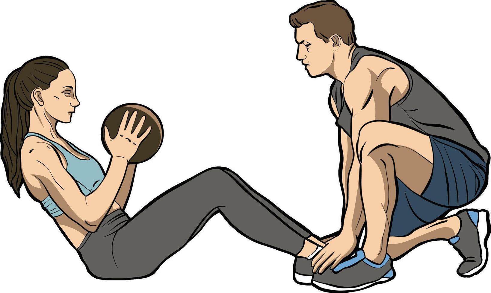 Workout with Medicine Ball Training Session vector