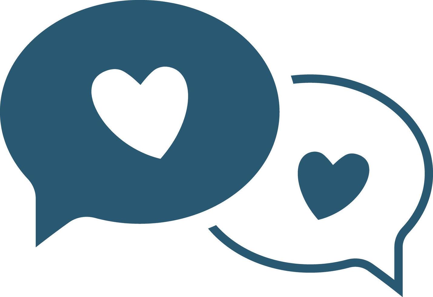 Icon of two chat bubbles with heart symbols. vector