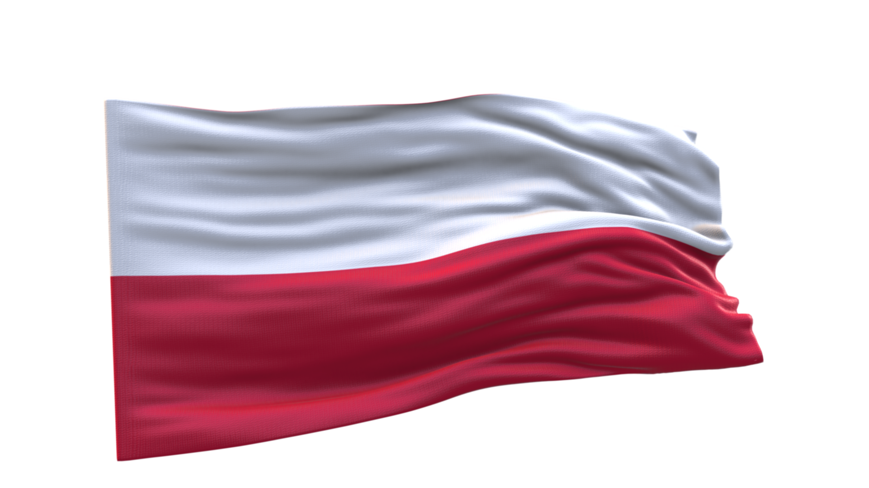Poland Flag 3d render waving fabric textured clipart transparent background image png