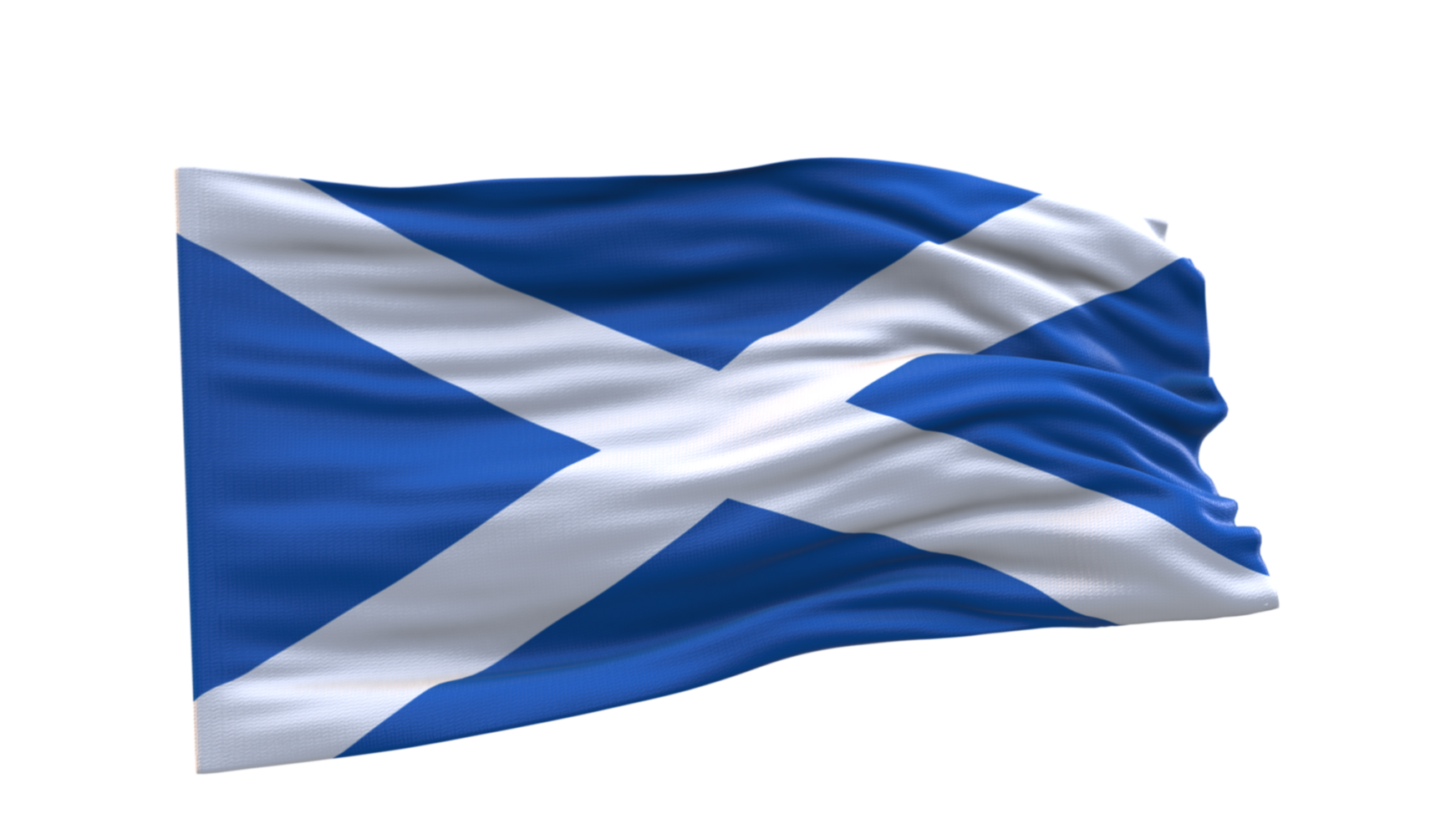 Scotland Flag 3d render waving fabric textured clipart transparent background image png