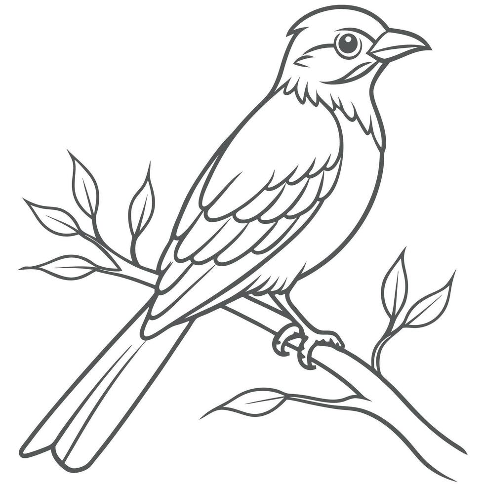 Elegant Bird Outline on Tree Branch vector