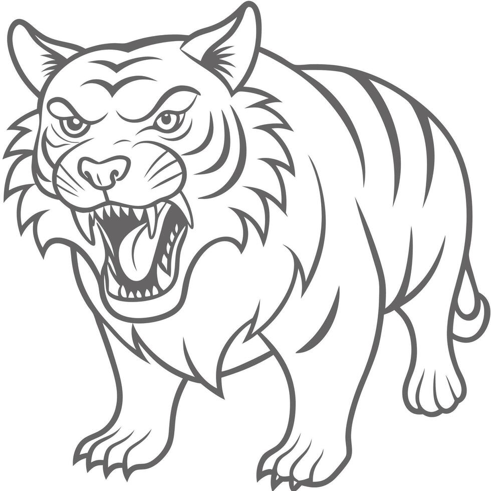 Wild Tiger Face Outline vector