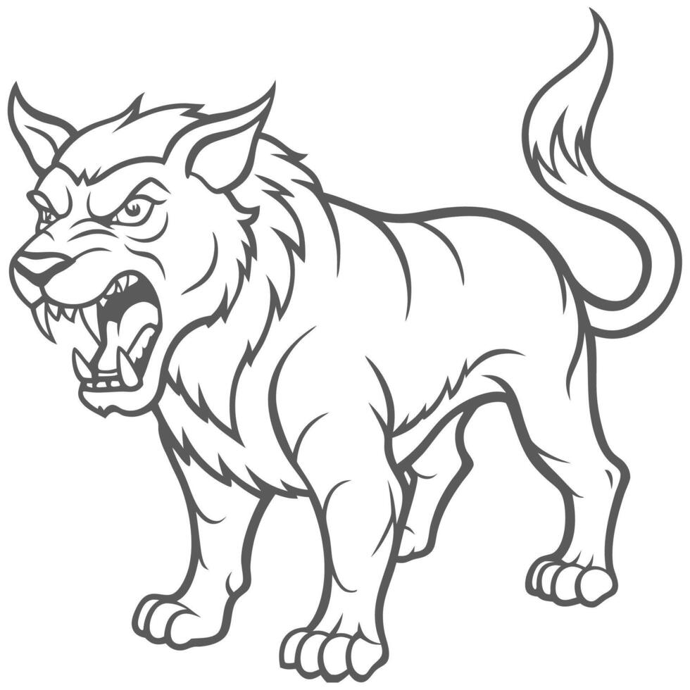Bold Tiger Outline Illustration vector