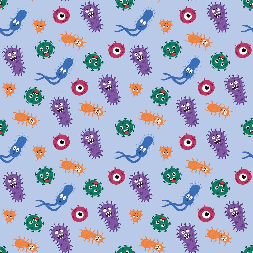 Seamless pattern with bacteria. Design for fabric, textile, wallpaper, packaging vector