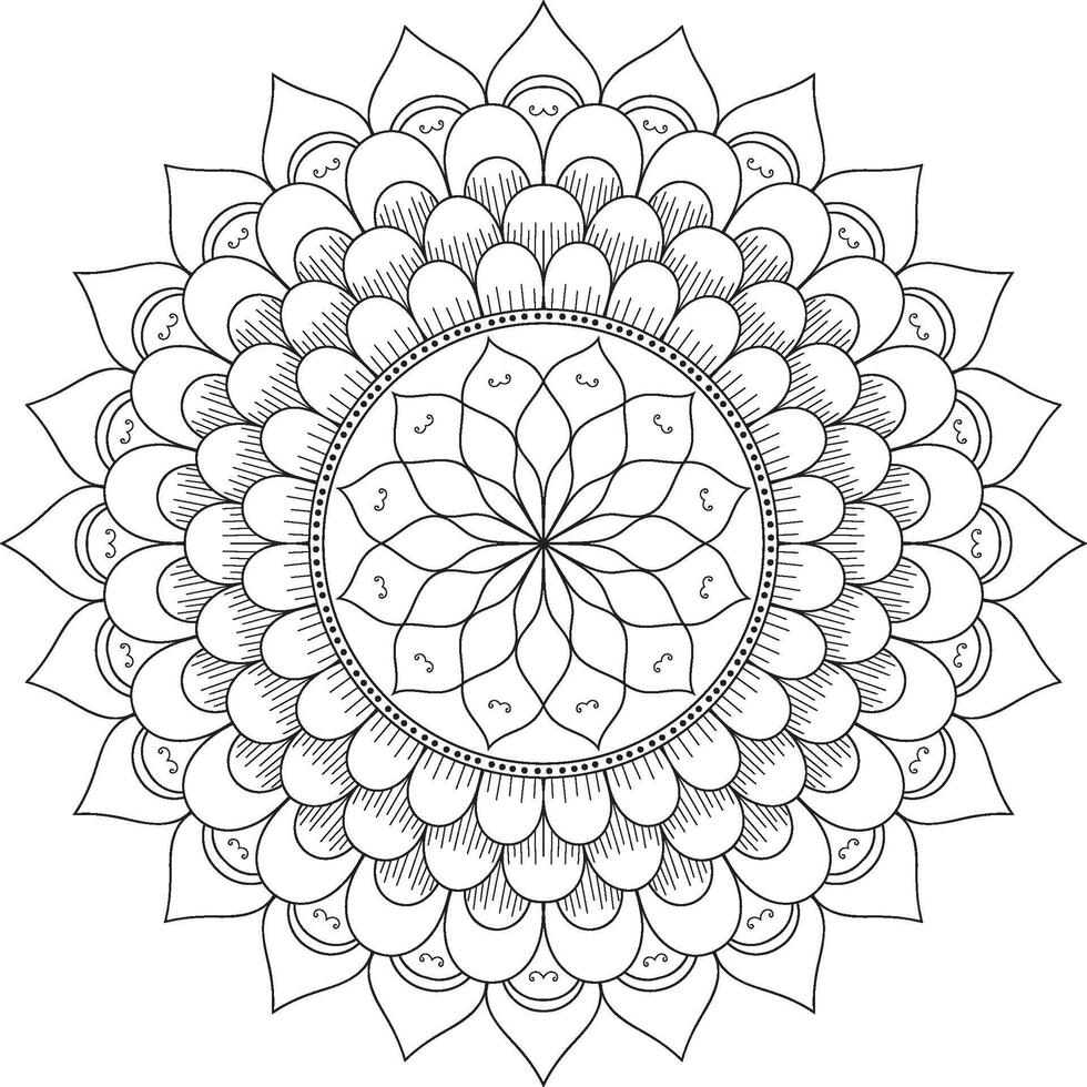 Intricate Black and White Mandala Design for Coloring vector