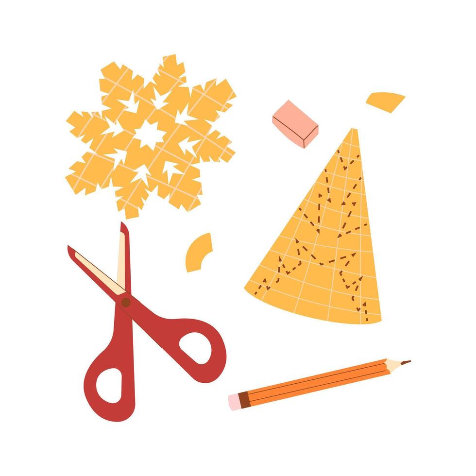 Christmas composition with a DIY paper snowflake vector