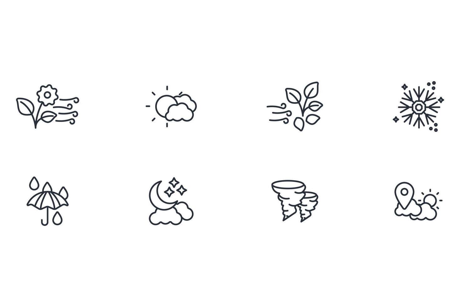 Weather icon set..Editable stroke.linear style sign for use web design,logo.Symbol illustration. vector
