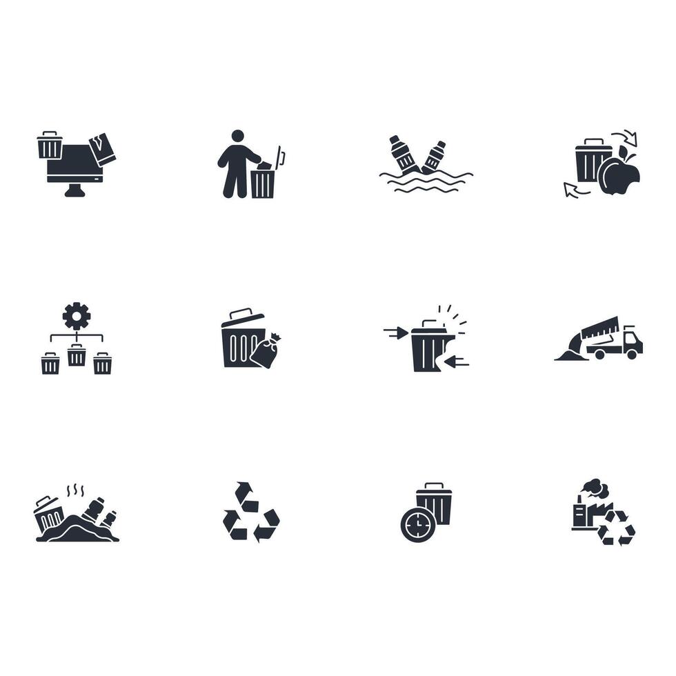 Waste icon set..Editable stroke.linear style sign for use web design,logo.Symbol illustration. vector
