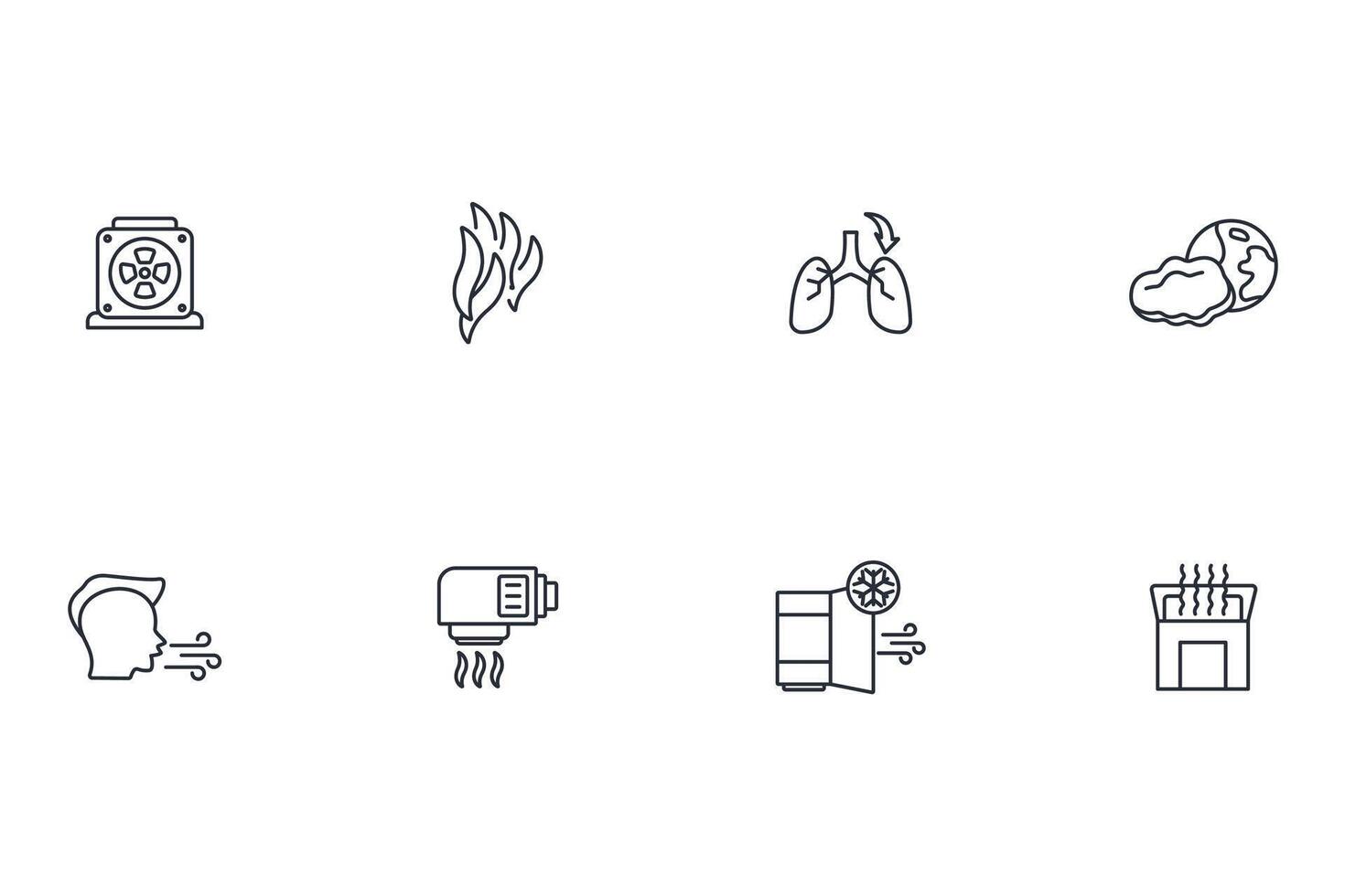 Air icon set..Editable stroke.linear style sign for use web design,logo.Symbol illustration. vector