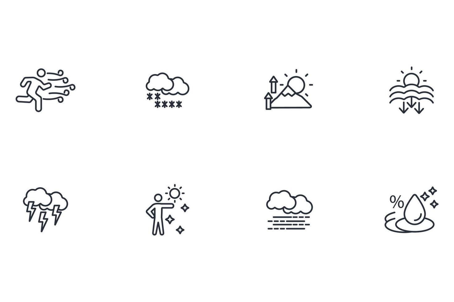 Weather icon set..Editable stroke.linear style sign for use web design,logo.Symbol illustration. vector