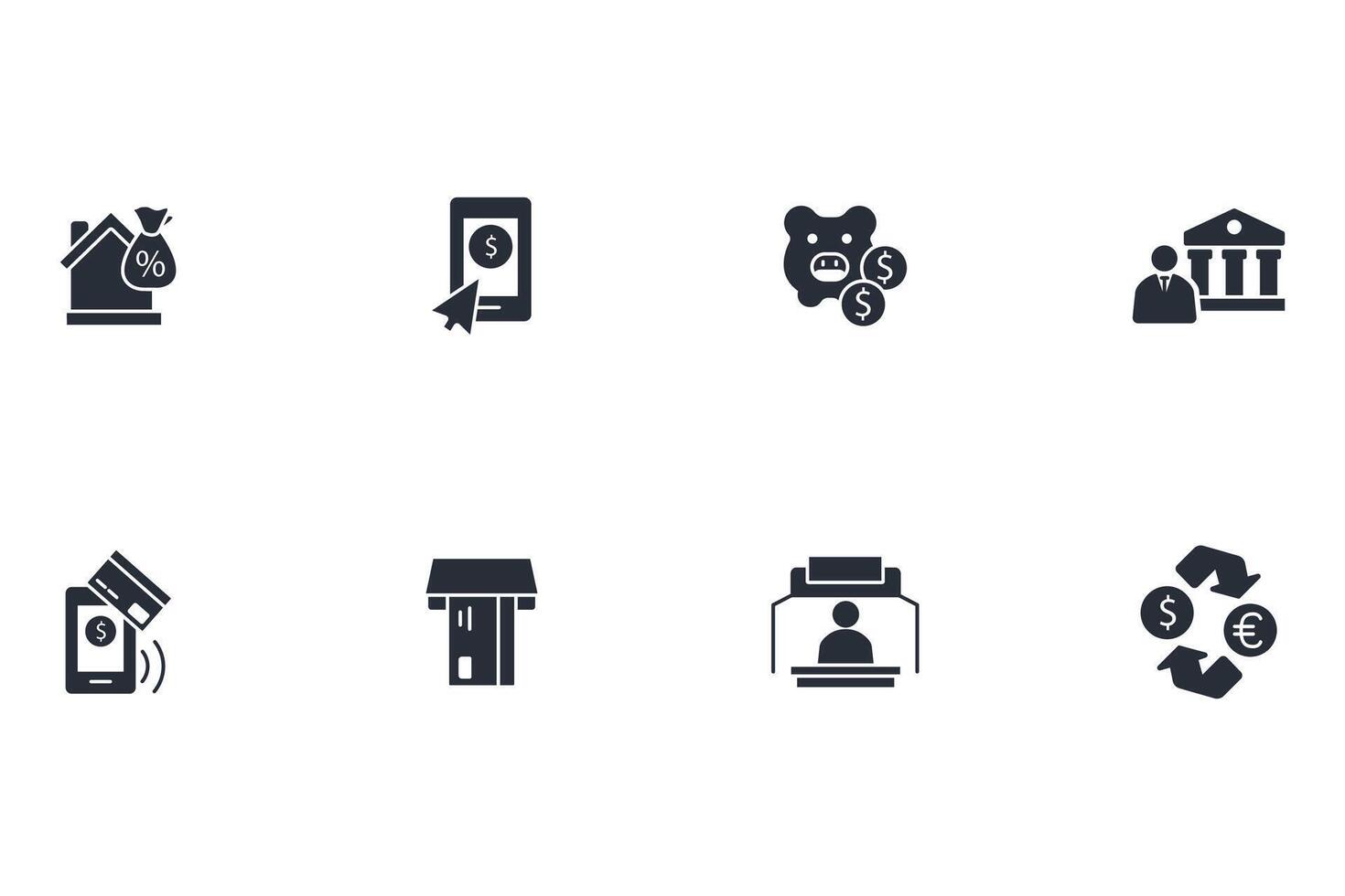 Bank icon set..Editable stroke.linear style sign for use web design,logo.Symbol illustration. vector