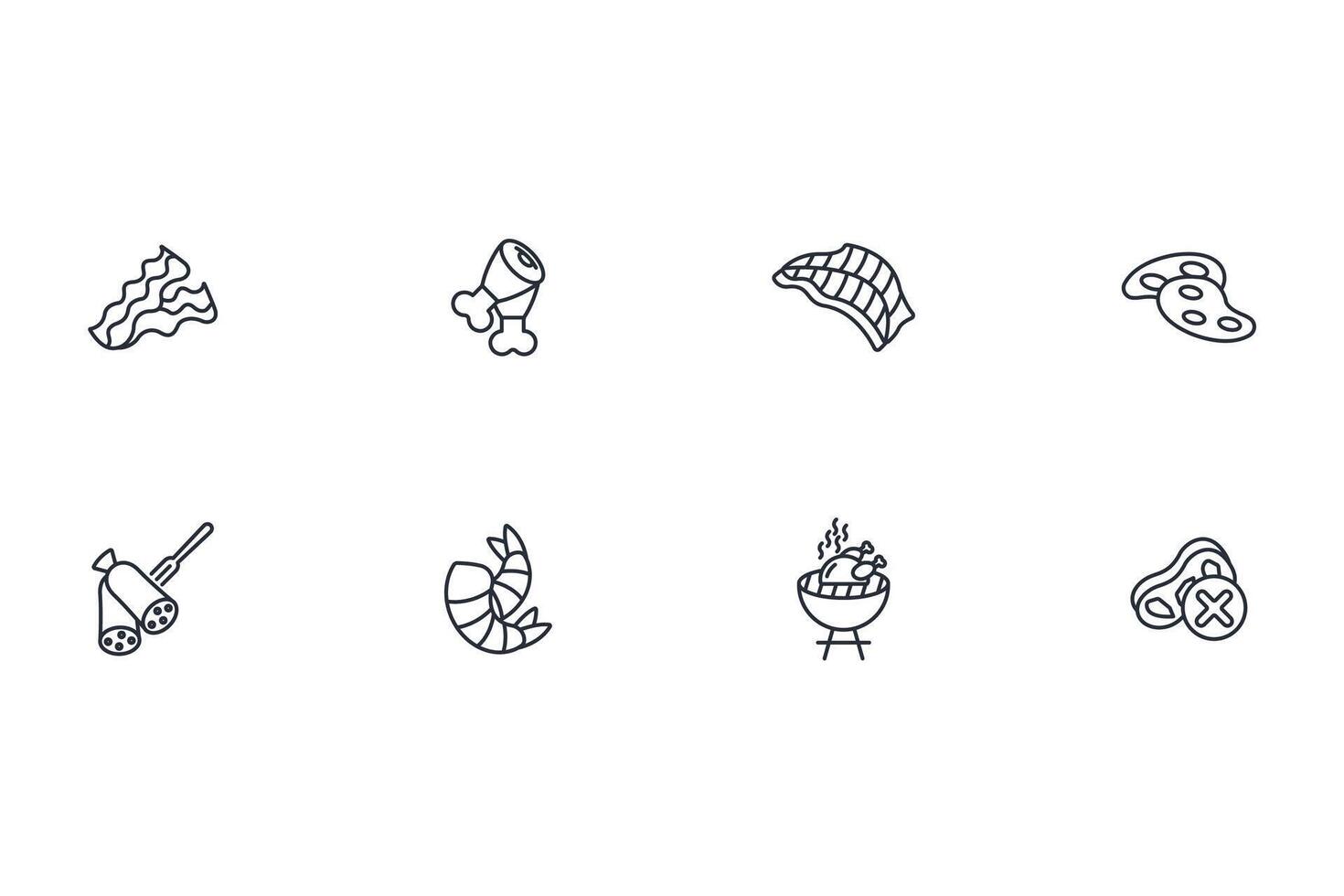 Meat icon set..Editable stroke.linear style sign for use web design,logo.Symbol illustration. vector