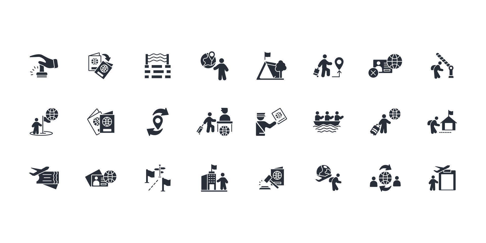 migration icon set..Editable stroke.linear style sign for use web design,logo.Symbol illustration. vector