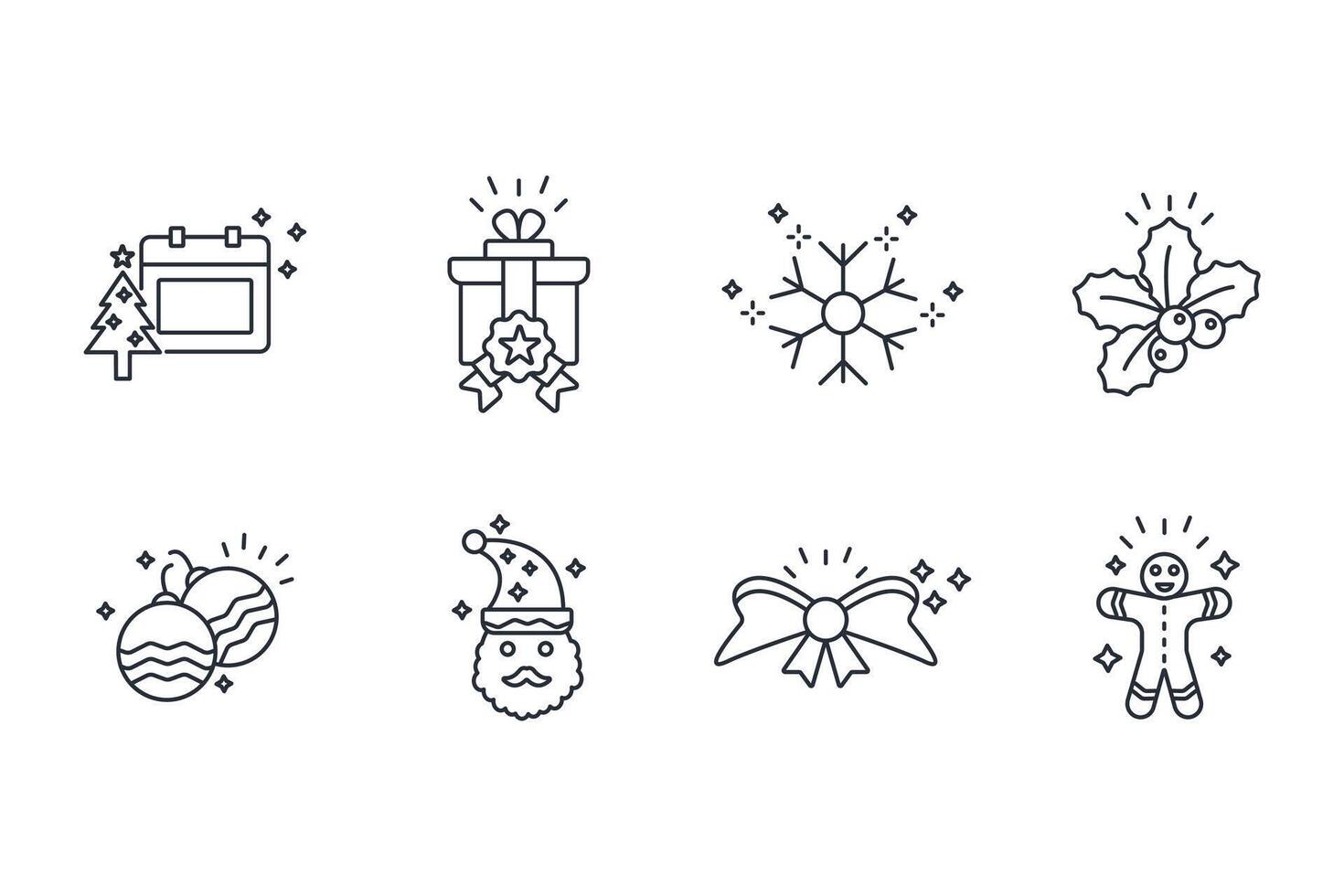 Christmas icon set..Editable stroke.linear style sign for use web design,logo.Symbol illustration. vector