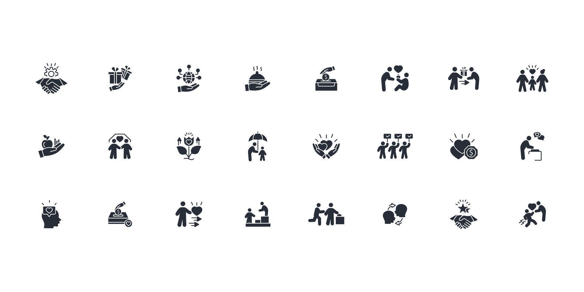 Altruism icon set..Editable stroke.linear style sign for use web design,logo.Symbol illustration. vector