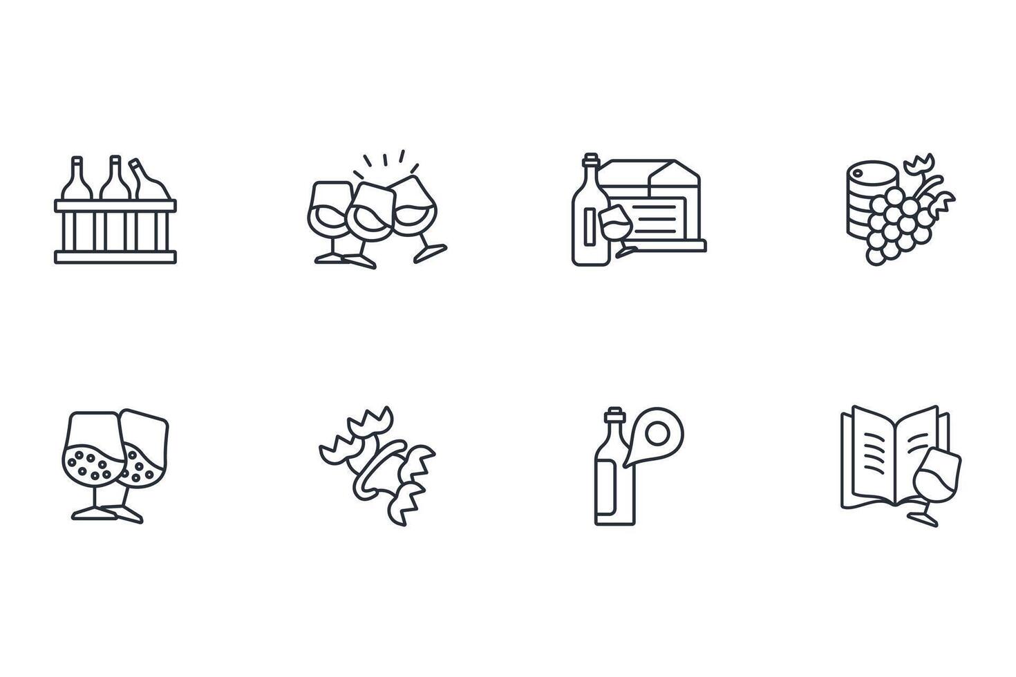 Wine icon set..Editable stroke.linear style sign for use web design,logo.Symbol illustration. vector