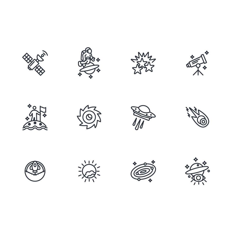 Astronomy icon set..Editable stroke.linear style sign for use web design,logo.Symbol illustration. vector