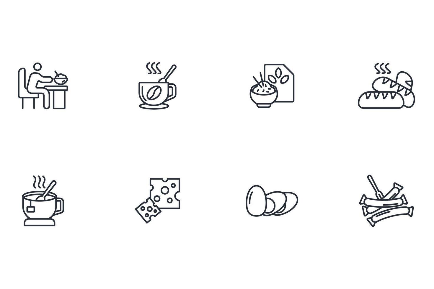 Breakfast icon set..Editable stroke.linear style sign for use web design,logo.Symbol illustration. vector