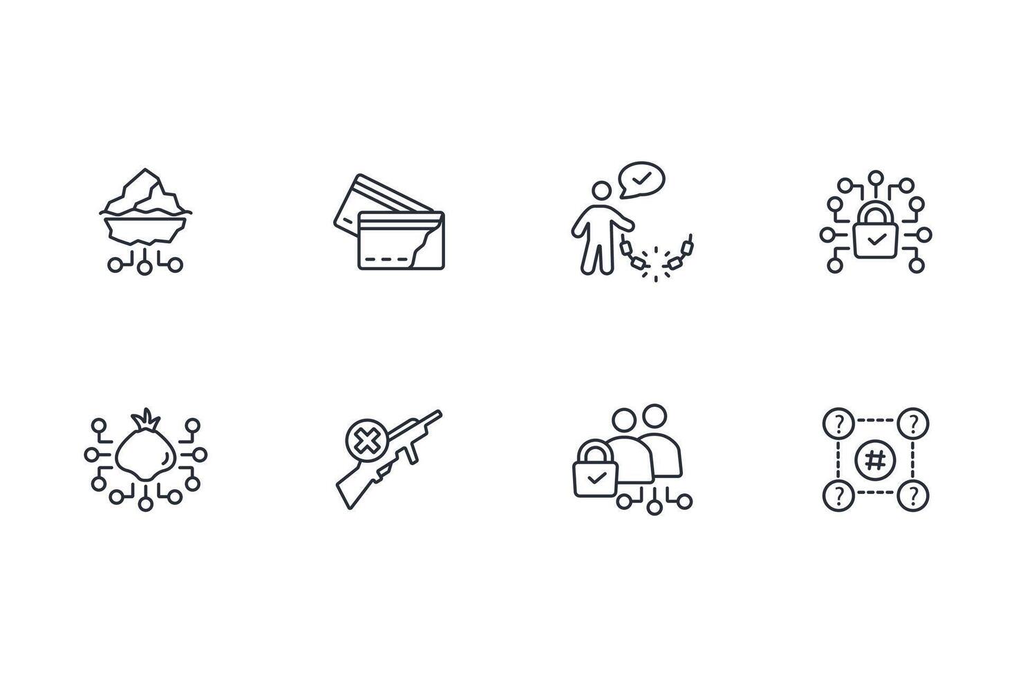 Dark web icon set..Editable stroke.linear style sign for use web design,logo.Symbol illustration. vector