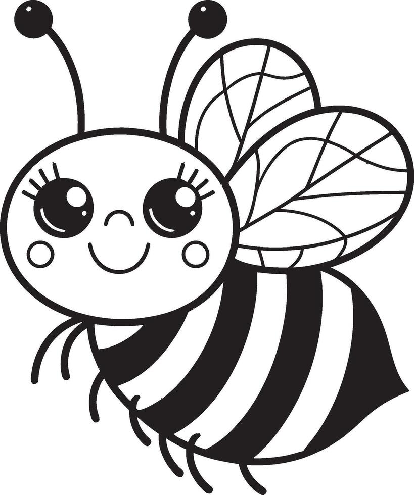 Cute bee coloring pages vector