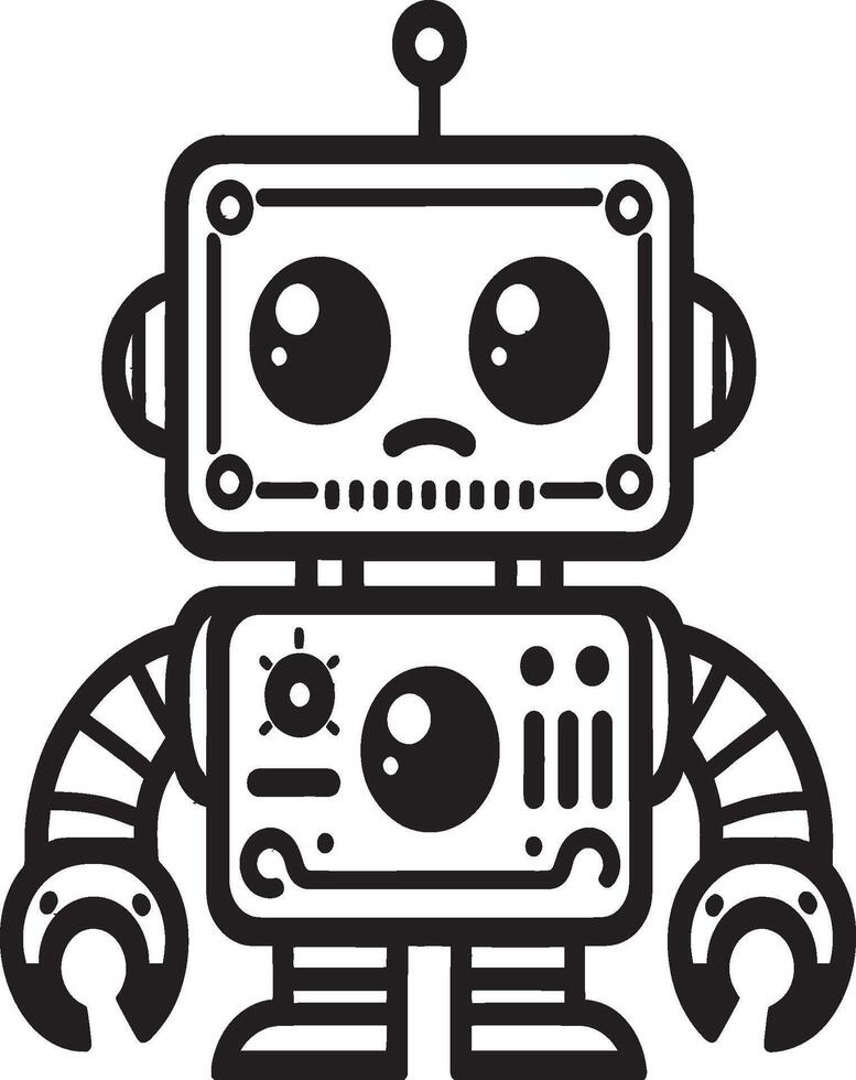 A robot with a sad face on a white background vector