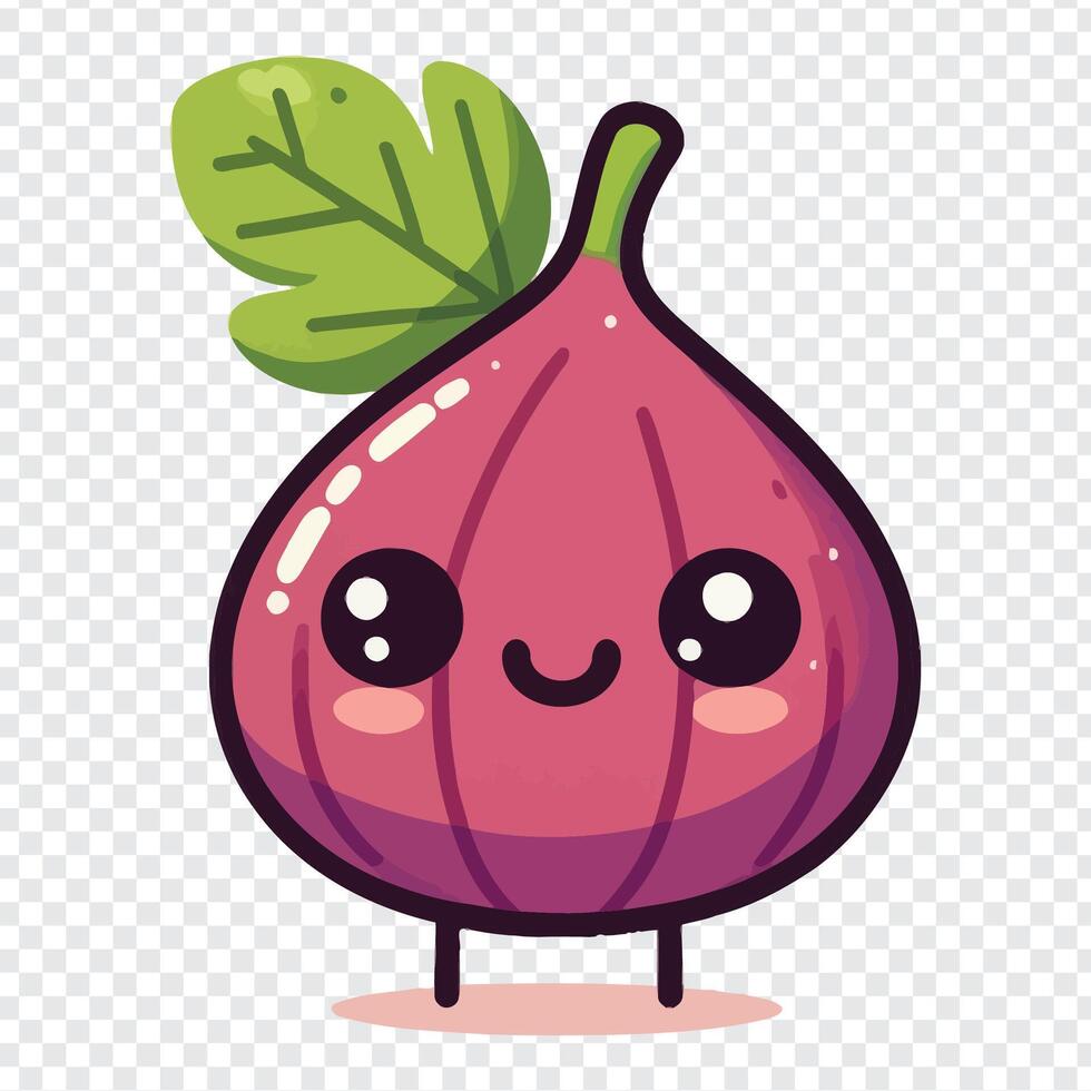 An illustration of a cute onion with a leaf vector