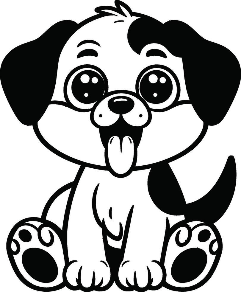 Cute puppy coloring pages vector