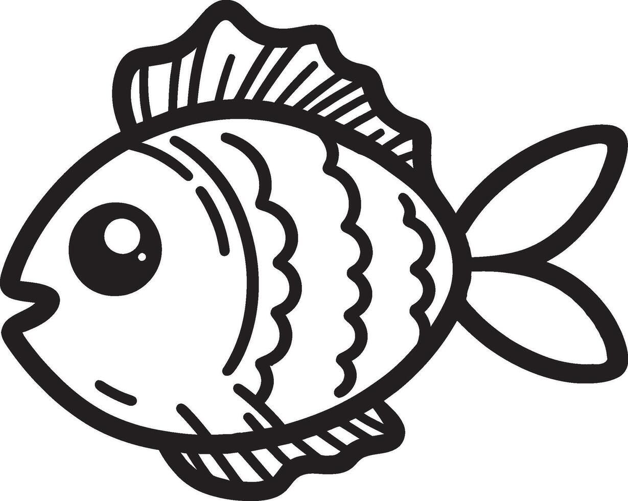 Fish coloring pages for kids vector