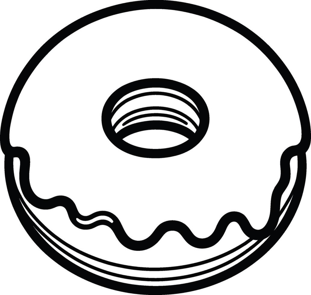 A donut is shown in black and white vector