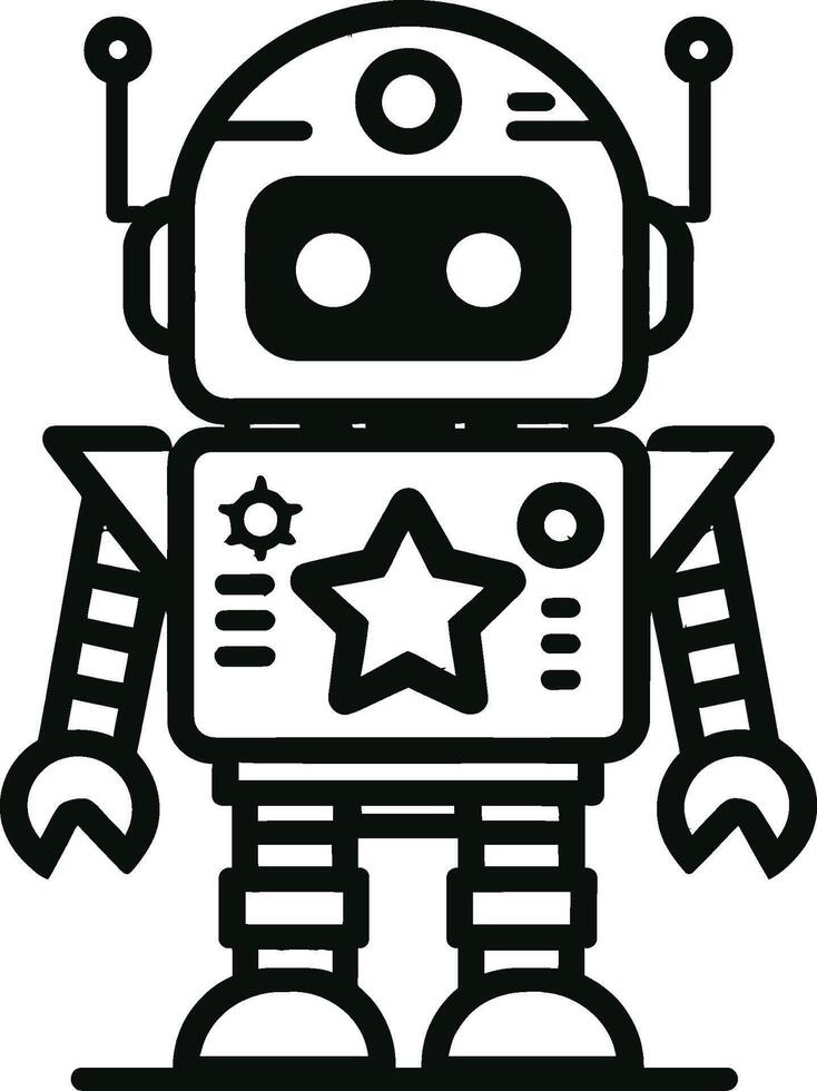 A robot with a star on its chest vector