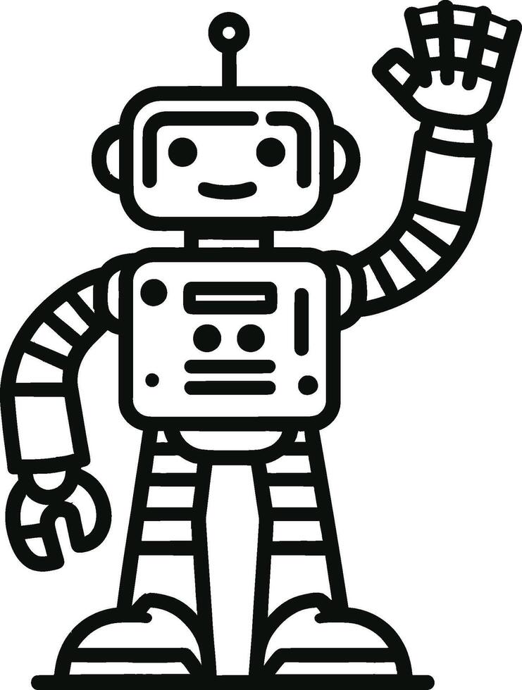 A robot waving with one hand up vector