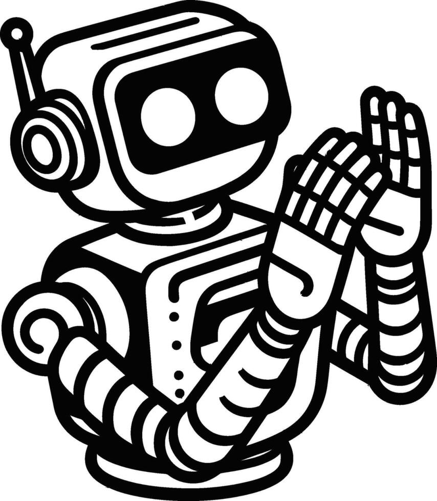 A robot is waving its hands in the air vector