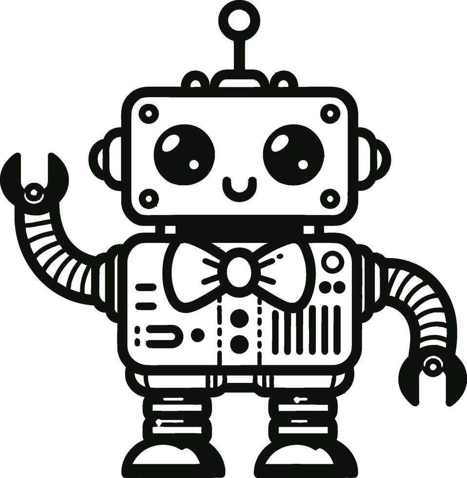 A robot with a bow tie and a smile vector